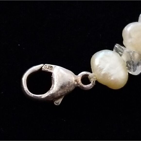 Vintage genuine Baroque pearl and clear quartz necklace - Picture 9 of 10